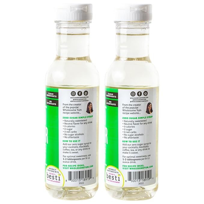 Wholesome Yum Keto Simple Syrup - Skinny Sugar Free Simple Syrup With Monk Fruit & Liquid Allulose