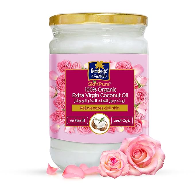 Parachute Advansed SkinPure 100% Organic Extra Virgin Coconut Oil with Rose Oil |Face & Body Oil