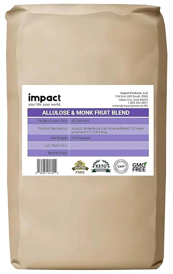 Impact Powdered Sweetener - Allulose & Monk Fruit Blend - Zero Calorie and Carb, Keto-Friendly