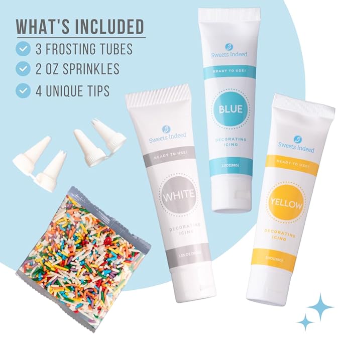 Sweets Indeed Frosting Kit plus Sprinkles Frosting Tubes nozzles 11.71 ounces Perfect for baking