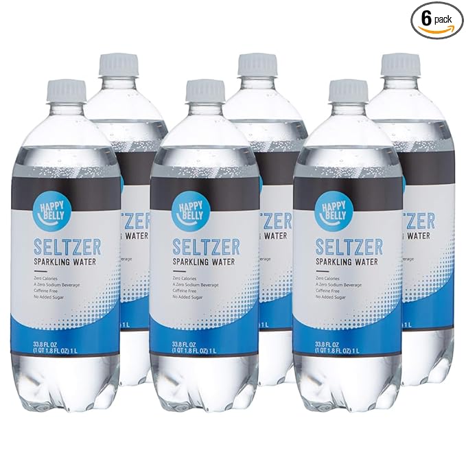 Amazon Brand - Happy Belly Seltzer Sparkling Water, 33.8 fl oz (Pack of 6)