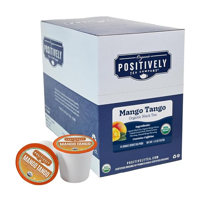 Organic Positively Tea Company, Mango Tango Black Tea, K-Cup Compatible, 24 Pods