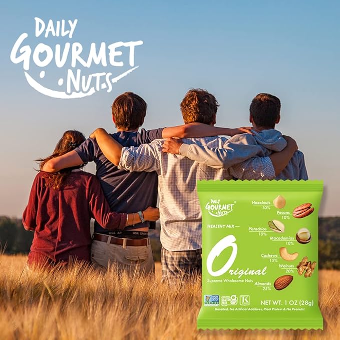 Daily Gourmet Nuts - Unsalted Mixed Nuts Snack Packs/Individually Wrapped Snacks/Nut Snacks/No