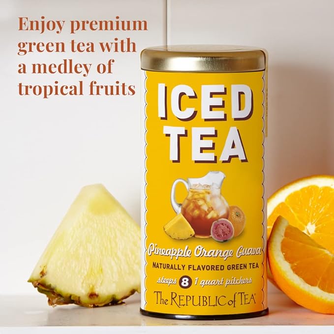 The Republic of Tea – Pineapple Orange Guava Iced Green Tea, 8 Large Quart-Sized Iced Tea Pouches