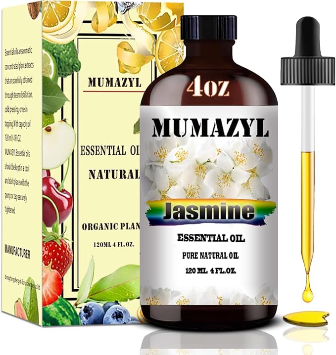 Jasmine Essential Oil, Jasmine Oil 4 Fl Oz 120ML for Diffuser Humidifier Yoga Cleaning DIY Candle