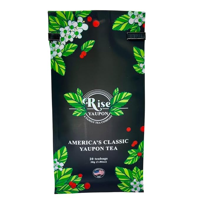 Rise Yaupon America's Classic Yaupon Holly Tea, 20 Tea Bags, 1.06 oz, Made with 100% Yaupon Holly
