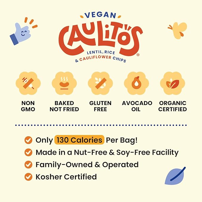 Caulitos ??15 Pack | Lentil, Rice & Cauliflower Chips | Organic, Gluten-Free, Non-GMO, Kosher