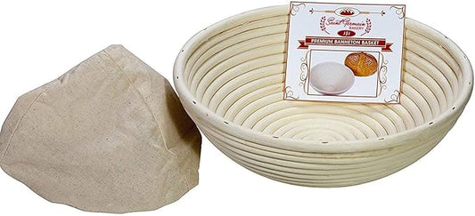 Saint Germain Bakery Premium Round Bread Banneton Basket with Liner - Perfect Brotform Proofing