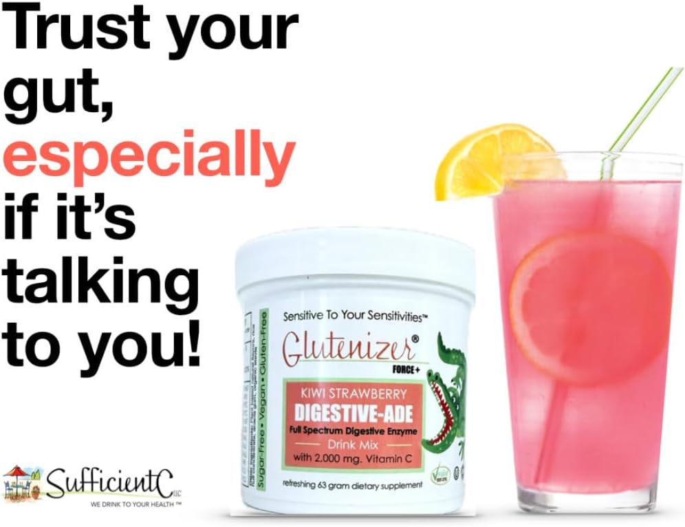 Sufficient C - Glutenizer Force Plus Kiwi-Strawberry Digestive-Ade Drink Mix - Naturally Effective