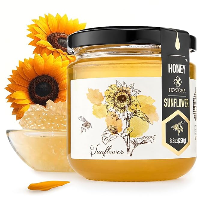 HONIGMA® Raw Sunflowers Honey | Exquisite Taste | 100% Pure | Unpasteurized | Unfiltered |