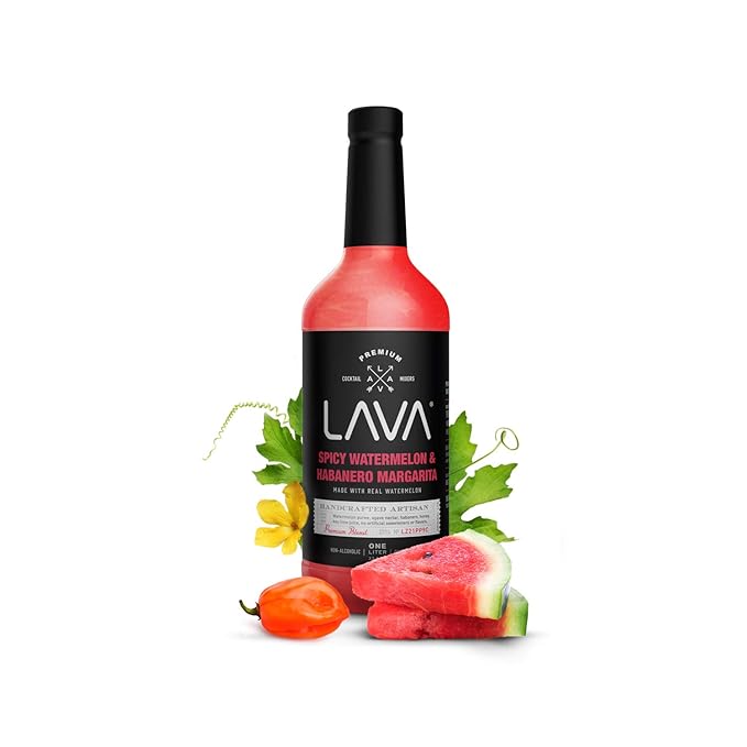 LAVA Premium Spicy Watermelon Habanero Margarita Mix, Cold-Pressed Organic Watermelon, Agave