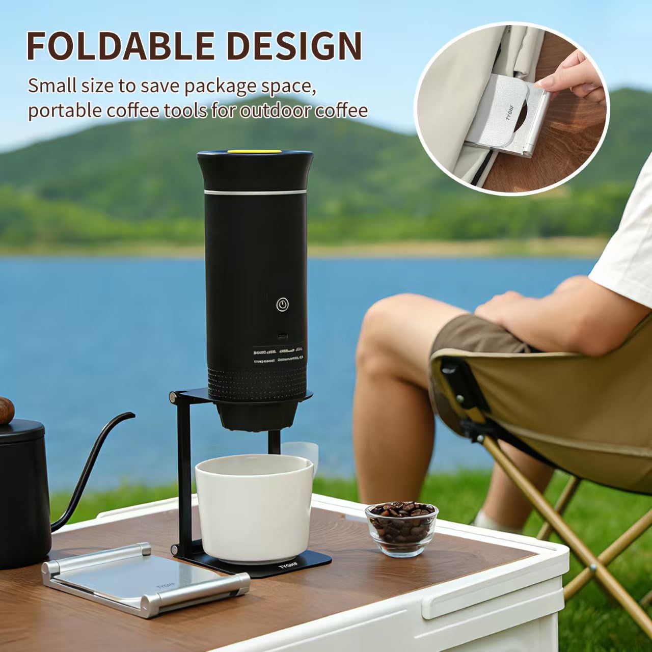 TYGHF Pour Over Coffee Maker Stand,Foldable Portable Electric Espresso Machine Stand,Holder for