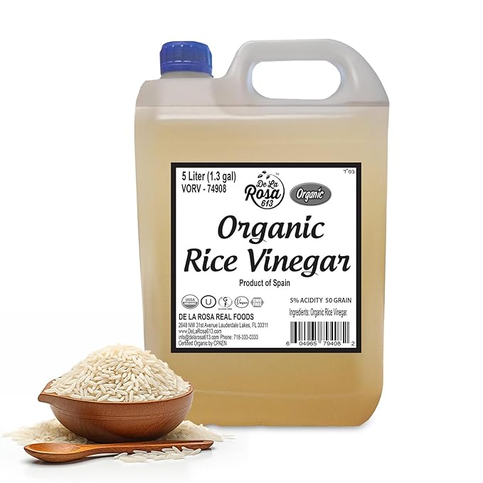 De La Rosa Organic Rice Vinegar 5% Acidity, Kosher, Rice Vinegar for Cooking, Sushi, Salad