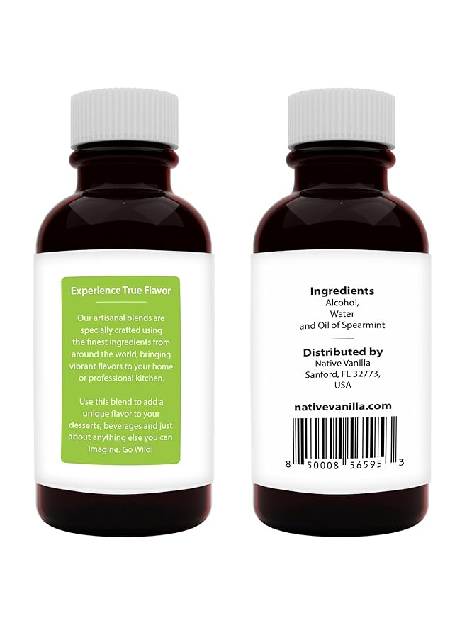 Native Vanilla - Pure Spearmint Extract - 4 Fl Oz - Pure Flavors and Extracts - Perfect for