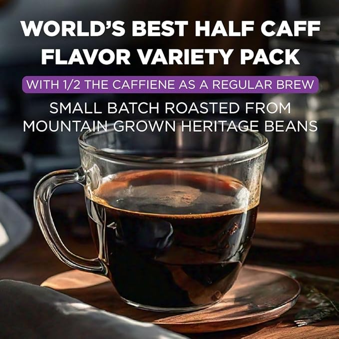 Maud's Half Caff Coffee Pods Variety Pack, 48 ct, 6 Assorted Flavors, Medium Roast Coffee in