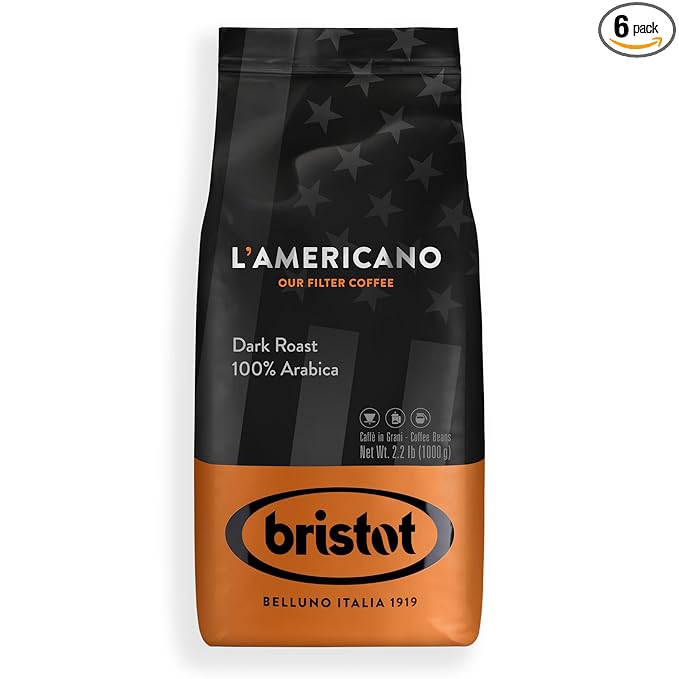 Bristot L?˜americano Filter Coffee | Italian Coffee Beans | 100% Arabica | Dark Roast | 2.2lbs/1kg