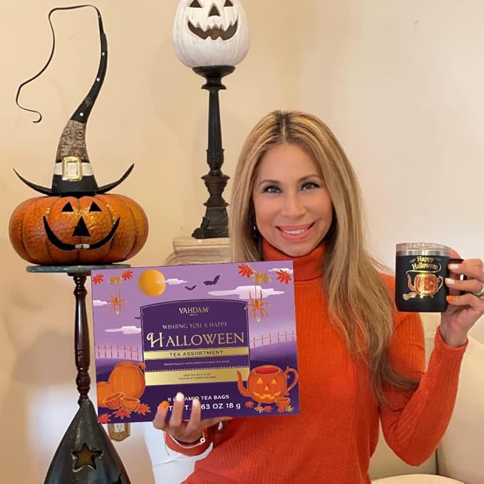 VAHDAM, Limited Edition Halloween Tea Gift Basket | 9 Premium Variety Pyramid Tea Bags | Halloween