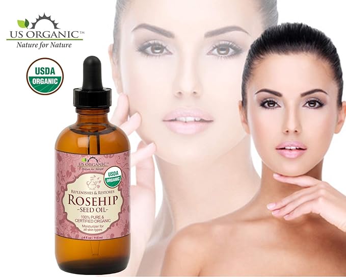 US Organic Rosehip Seed Oil, USDA Certified Organic, Cold Pressed, Virgin Organic, Amber Glass