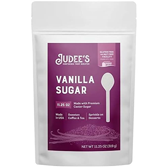 Judee's Vanilla Sugar 11.25 oz - Made with Premium Caster Sugar - Sprinkle on Desserts and Sweeten
