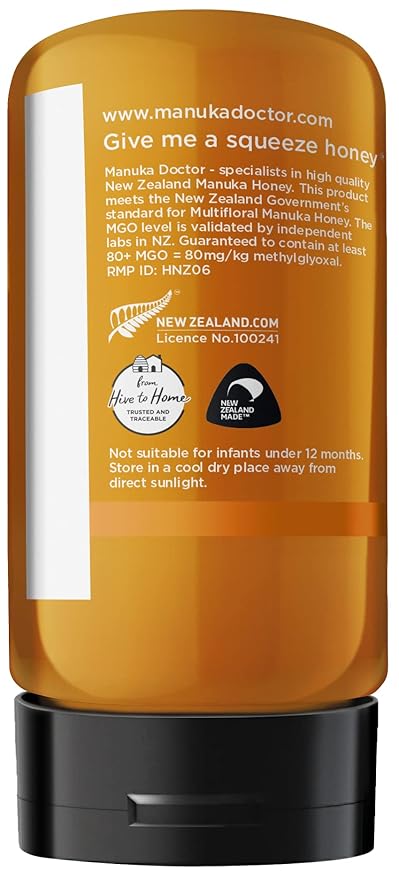 MANUKA DOCTOR - MGO 80+ SQUEEZY Manuka Honey Multifloral, 100% Pure New Zealand Honey. Certified.
