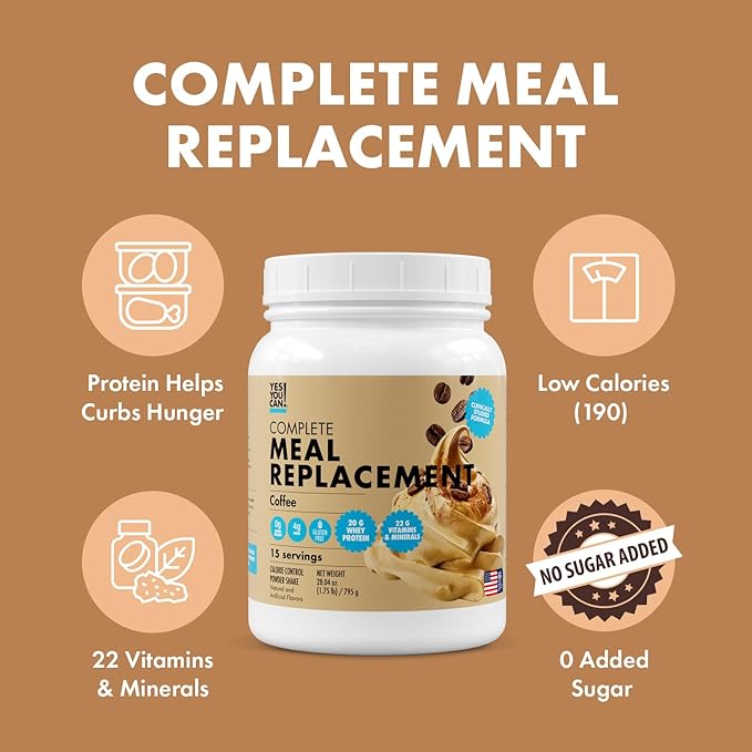 Yes You Can! Meal Replacement Shake - 20G Protein, 4G Fiber, 21 Vitamins & Minerals, 0G Added Sugar