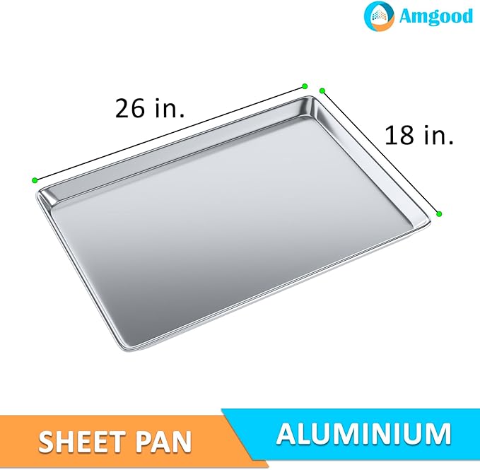 Pack of 12 | 18 in. x 26 in. Full Size Aluminum Bun. / Sheet Pan | Ideal for baking, roasting