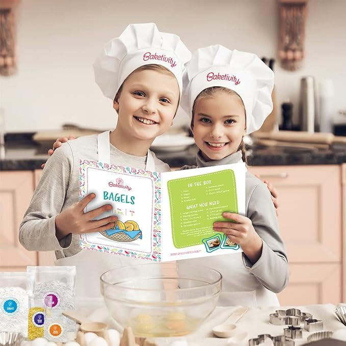 Baketivity Kids Baking Set, Meal Cooking Party Supply Kit for Teens, Real Fun Little Junior Chef