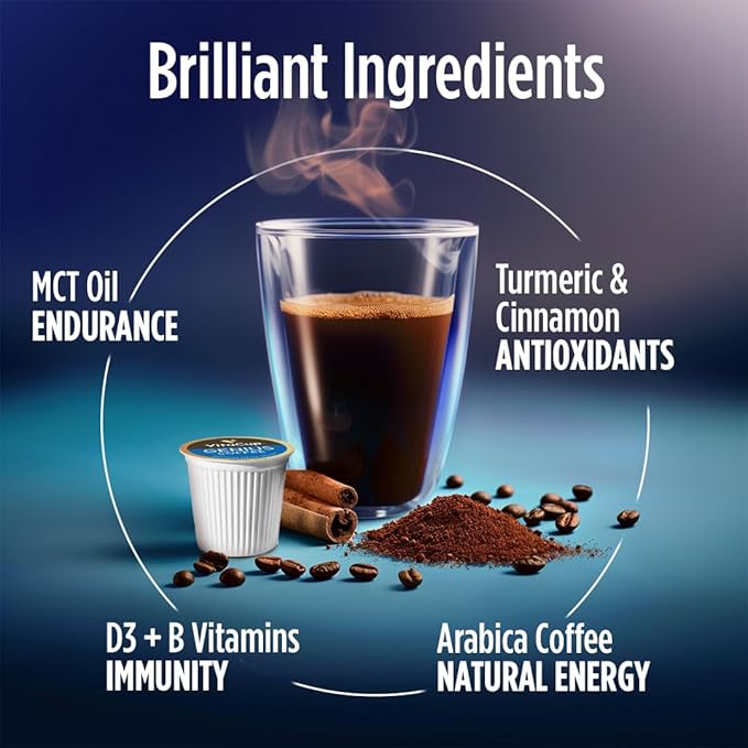 VitaCup Decaf Genius Keto Coffee Pods with MCT Oil, Turmeric and B Vitamins for Focus in Recyclable