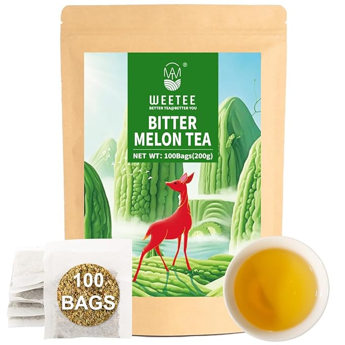 WT WEETEE Bitter Melon Tea Bags, Zero Sugar Tea, 100 Count Made with 100% Pure Natural Bitter