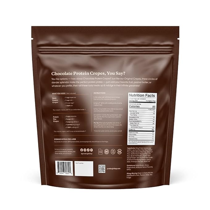 ProDough High Protein- Gluten Free French Crepe Mix, Low Carb, 8g of Protein per Serving, No Added