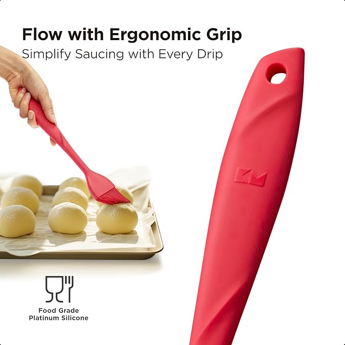 Kitchen Mama WaltzGrip Platinum Silicone Basting Pastry Brush: Set of 2 Heat-Resistant Brushes