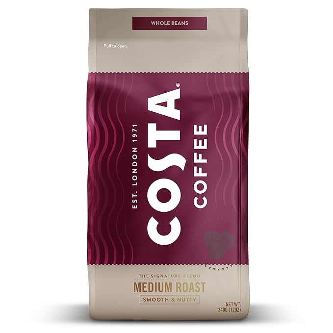 Costa Coffee Whole Bean Coffee, Signature Blend Medium Roast, 12oz each, Rainforest Alliance