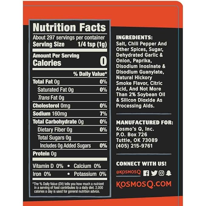 Kosmos Q Cow Cover HOT BBQ Rub, Savory & Spicy Meat Seasoning with Chili Pepper, Garlic, Onion