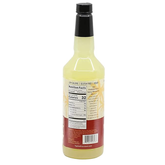 Top Hat Spicy Margarita Drink Mix - Handcrafted with 3 Chiles, Pineapple, Organic Agave Nectar &