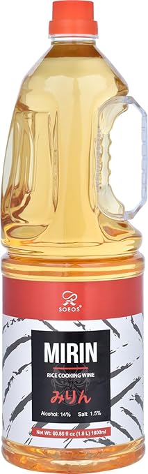 Soeos Mirin, Japanese Cooking Wine, 1.8 L (Pack of 1), Mirin Rice Wine, Authentic Natural Sugar