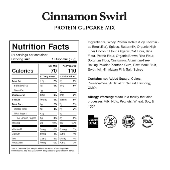 ProDough High Protein- Gluten Free Cupcake Mix, Low Carb, 13g of Protein per Cupcake, No Added