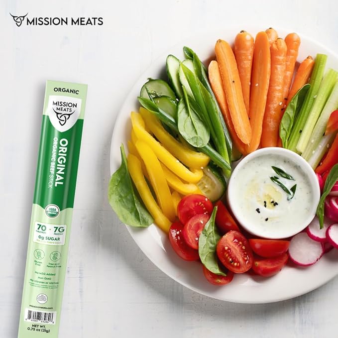 Mission Meats 100% Certified Organic Beef Sticks – Pasture-Raised, Zero Sugar, Non-GMO, Healthy