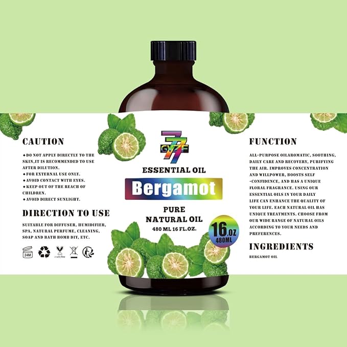Bergamot Essential Oil(16oz / 480ml) - Bergamot Oils Used in diffusers, humidifiers, Home Baths