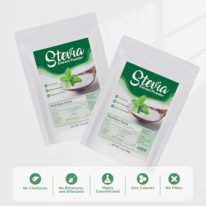 CCnutri Stevia Pure Stevia Powder 7oz(199g), Sweetener Premium Sugar Substitute-No Fillers, No
