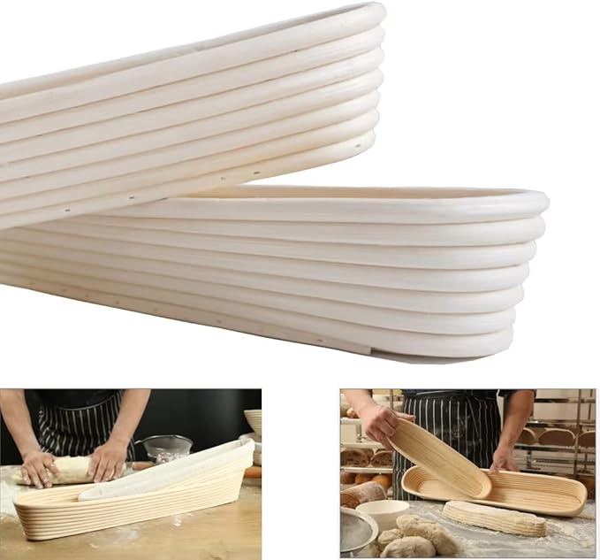 15 Inch Proofing Baskets for Baguette, Bread Banneton Baking Bowls 2 Pack, Making Baguette Bread