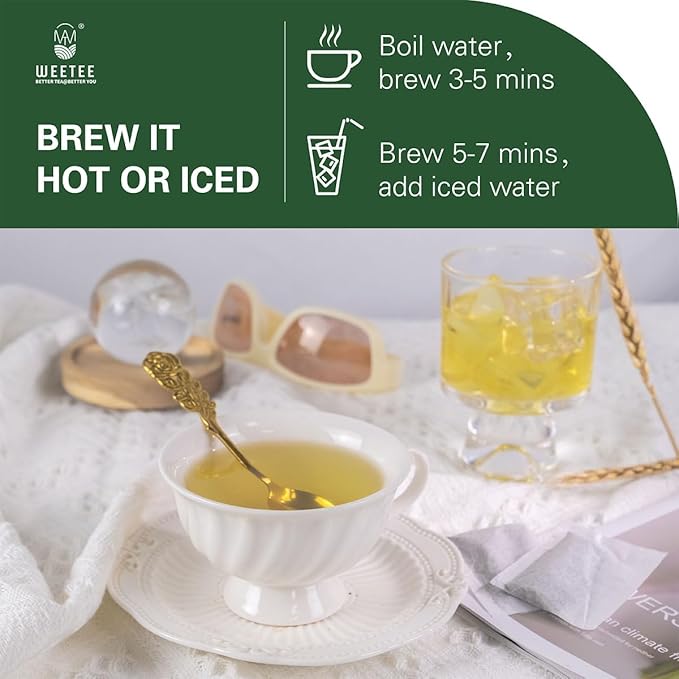 WT WEETEE Organic Sencha Green Tea Bags, Organic Steamed Green Tea 100 Count, Natural Caffeine &