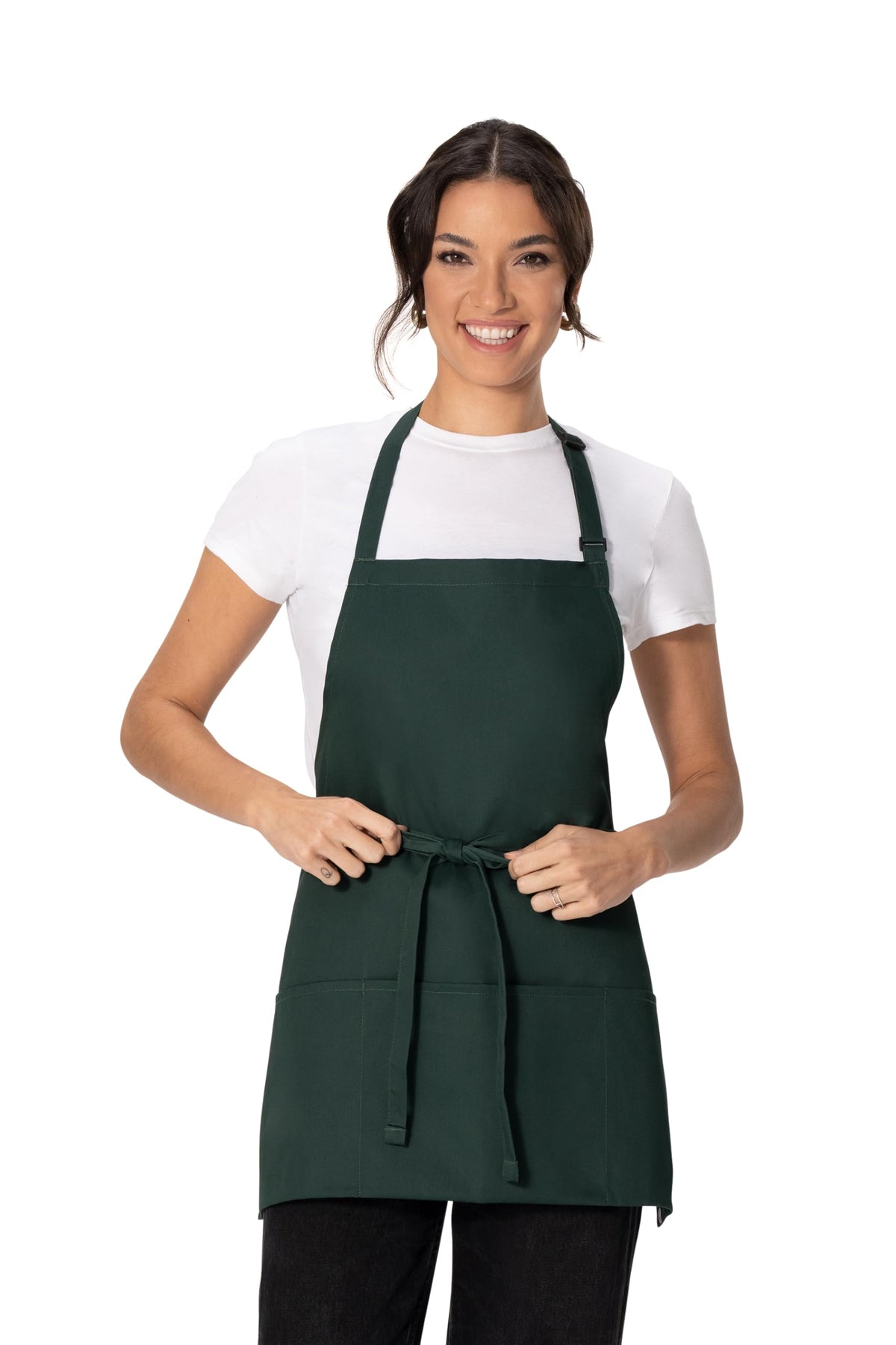 Chef Works Unisex Three Pocket Apron, Hunter Green, One Size