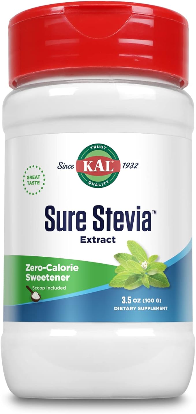 KAL Sure Stevia Extract Powder, Low Carb, Plant Based Stevia Sweetener, Great Taste, Zero Calories