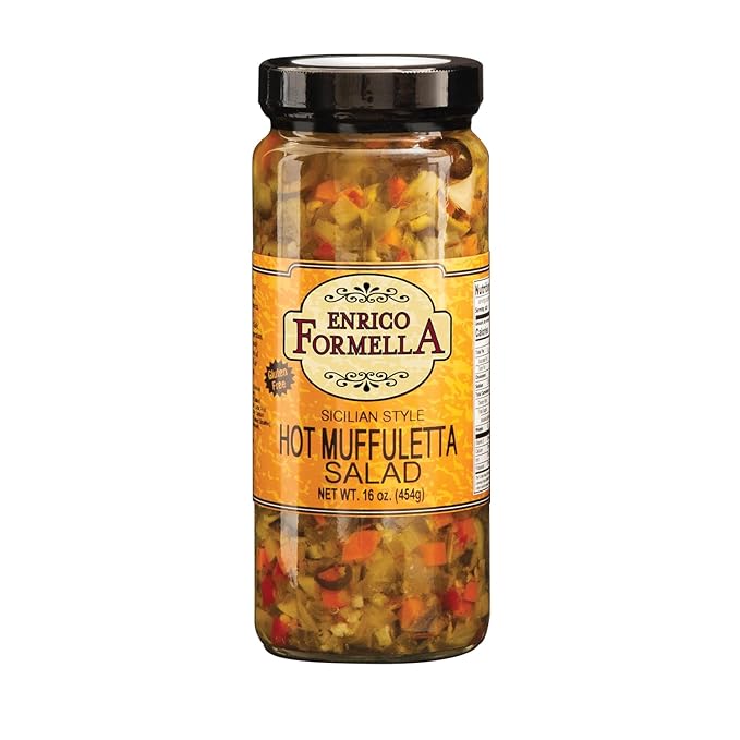 Enrico Formella Hot Muffuletta Salad - Gluten Free Italian Olive Mix - New Orleans Style Sicilian