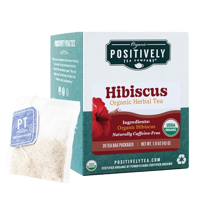 Organic Positively Tea Company, Hibiscus Herbal Tea Bags, 20 Count, 0.8 ounces