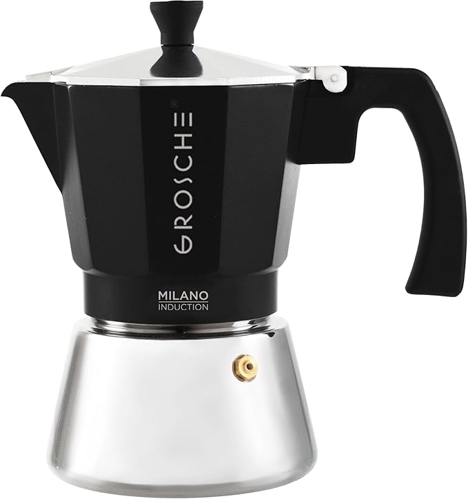 GROSCHE Milano Induction Stovetop Espresso Maker Moka Pot for Greca, Induction, Electric & Gas