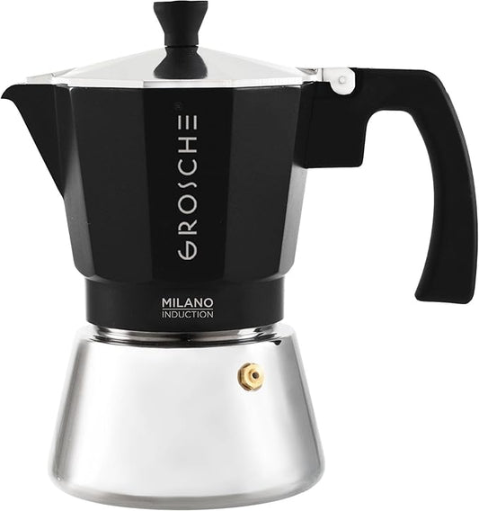 GROSCHE Milano Induction Stovetop Espresso Maker Moka Pot for Greca, Induction, Electric & Gas