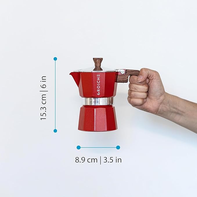 GROSCHE Milano Stovetop Espresso Maker Moka Pot 3 espresso Cup - 5oz, Red - Cuban Coffee Maker