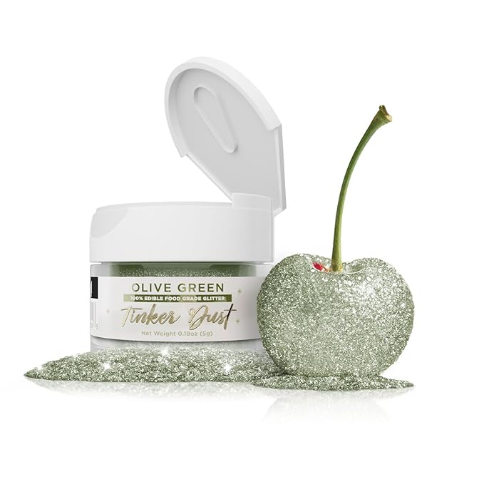Bakell - Olive Green Tinker Dust (5g, 1x Jar) Edible Glitter for Food, Desserts, and Beverages!