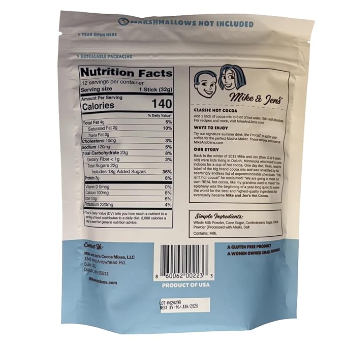 Mike & Jen?™s Hot Cocoa Mix. 5 Simple Ingredients. 12 Ounce Package (11 Servings)